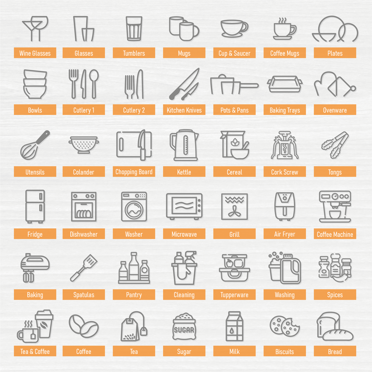 Kitchen Utensil Cupboard Decals