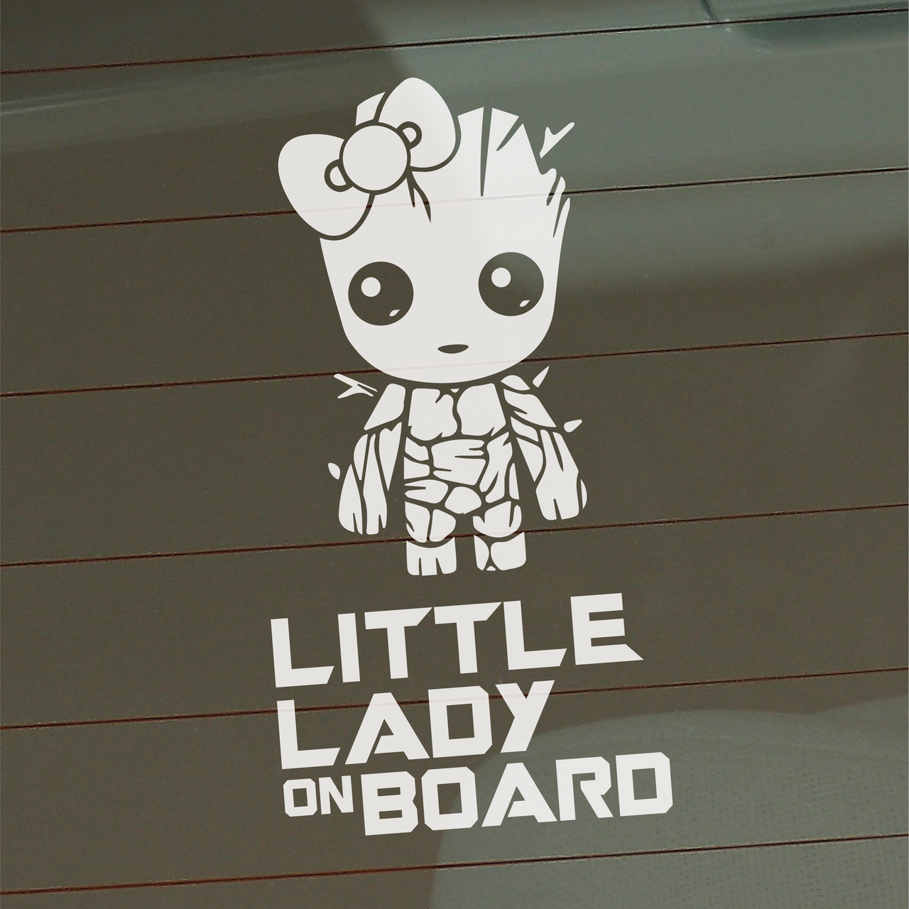 Little Lady On Board - Baby Groot Car Decal - Type 2