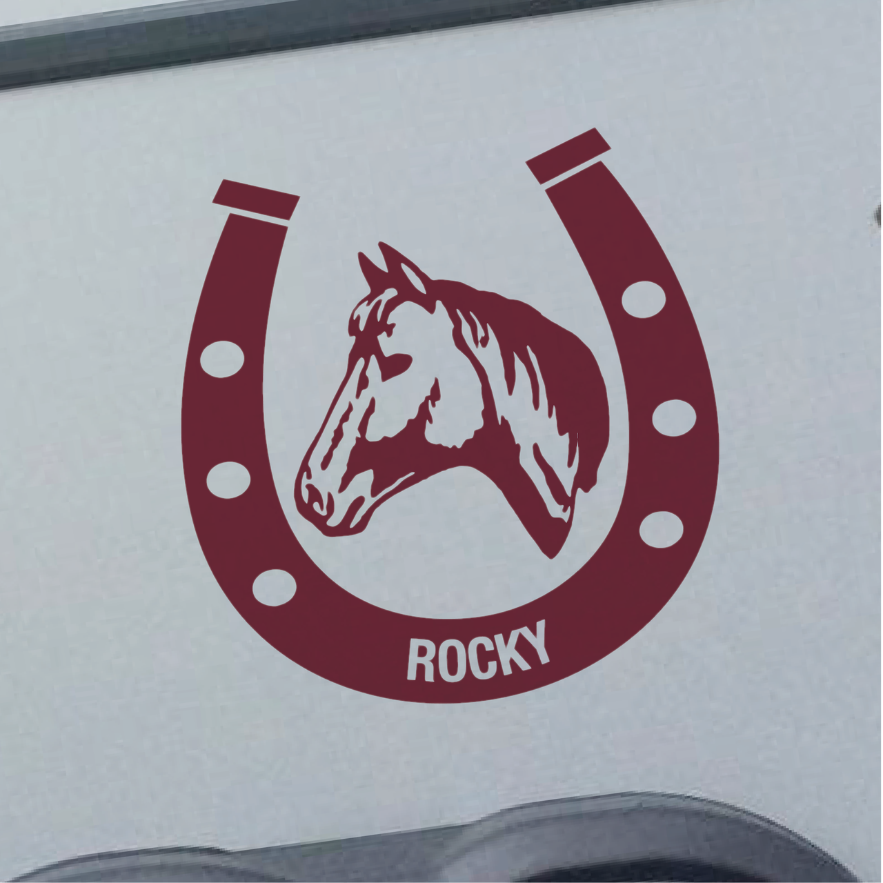 Personalised Horse Shoe - Horsebox Decal