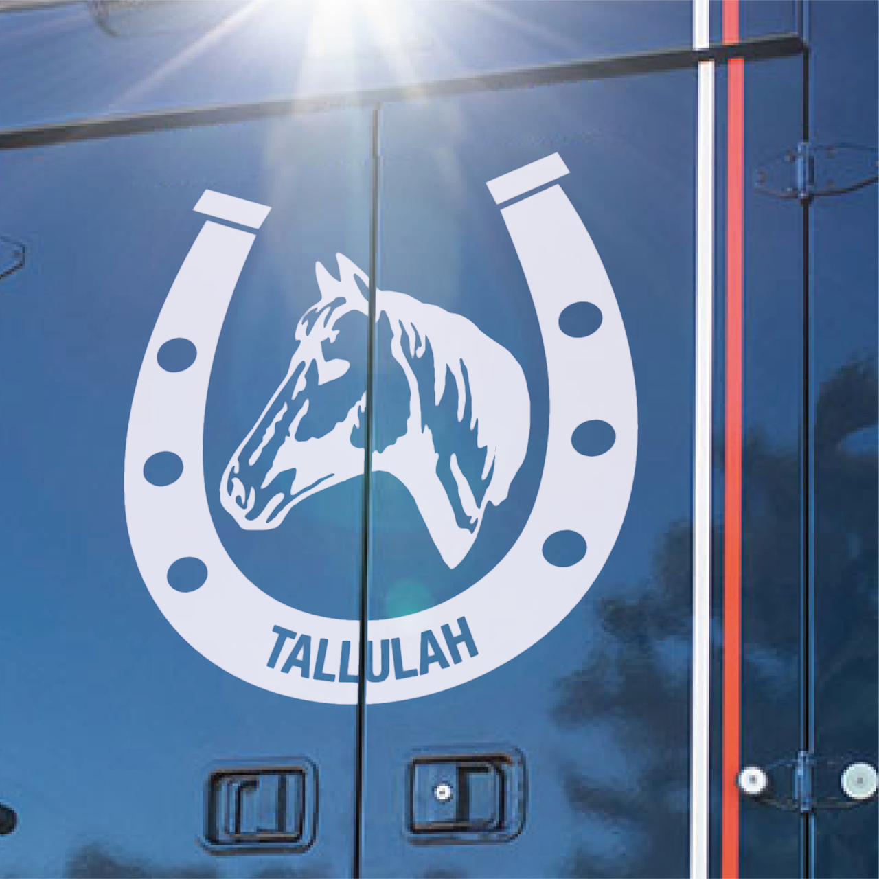 Personalised Horse Shoe - Horsebox Decal