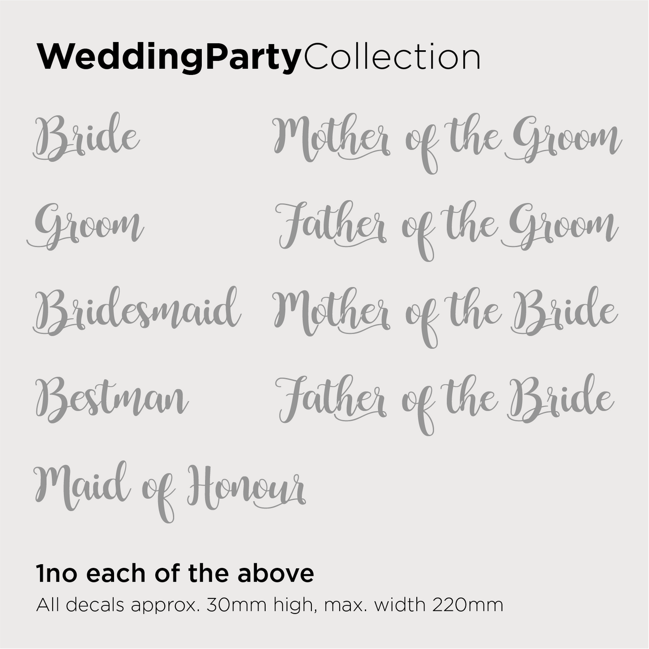 Wedding Party Collection Decals