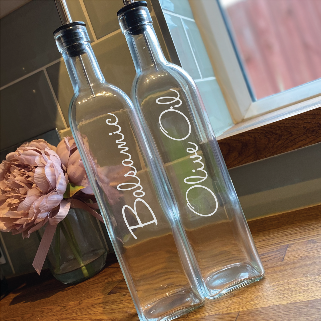 OLIVE OIL and BALSAMIC - Kitchen Pouring Bottle Decals (Type 1)