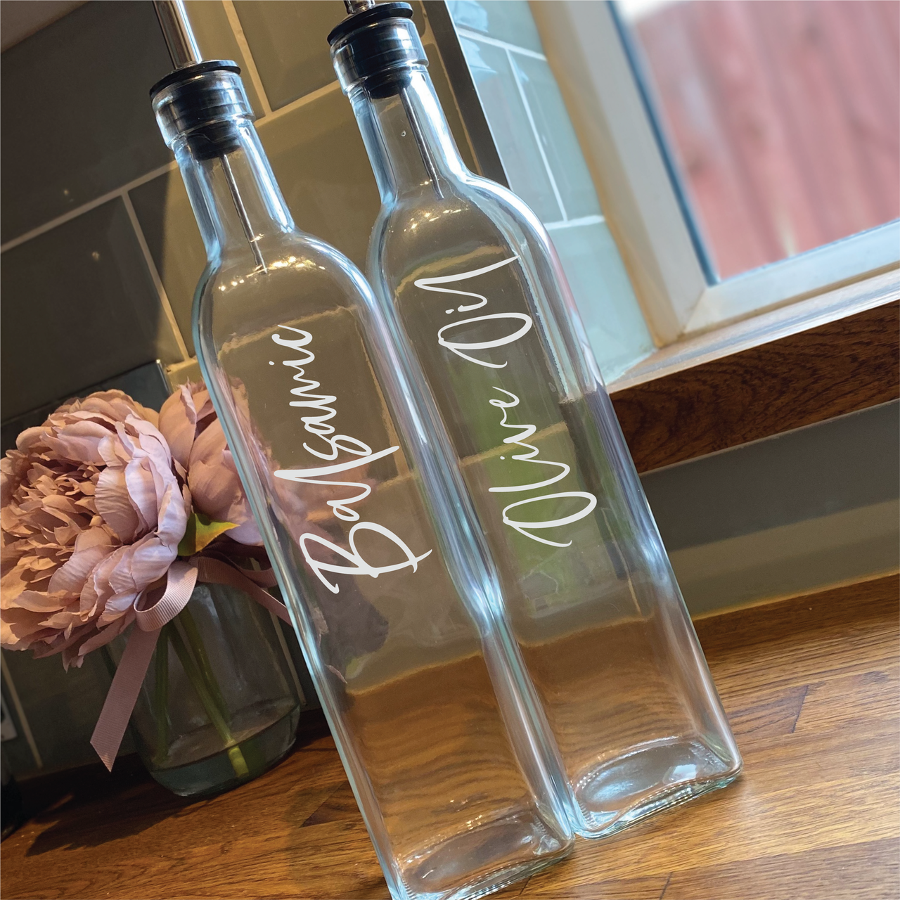 OLIVE OIL and BALSAMIC - Kitchen Pouring Bottle Decals (Type 2)