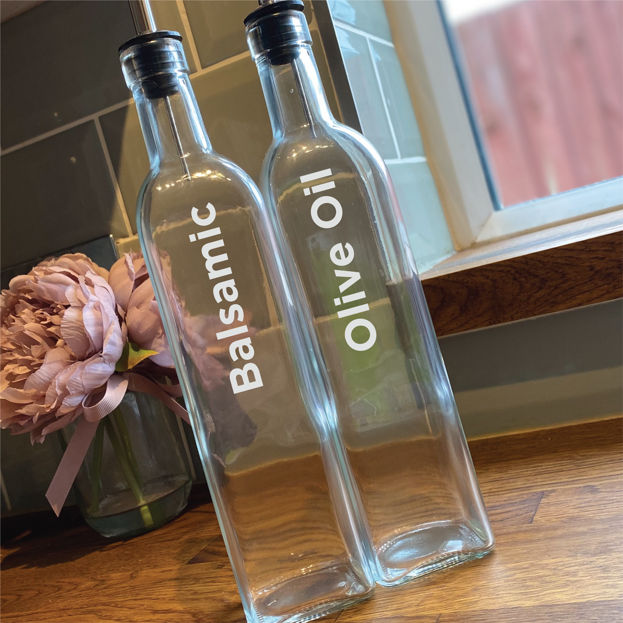 OLIVE OIL and BALSAMIC - Kitchen Pouring Bottle Decals (Type 4)
