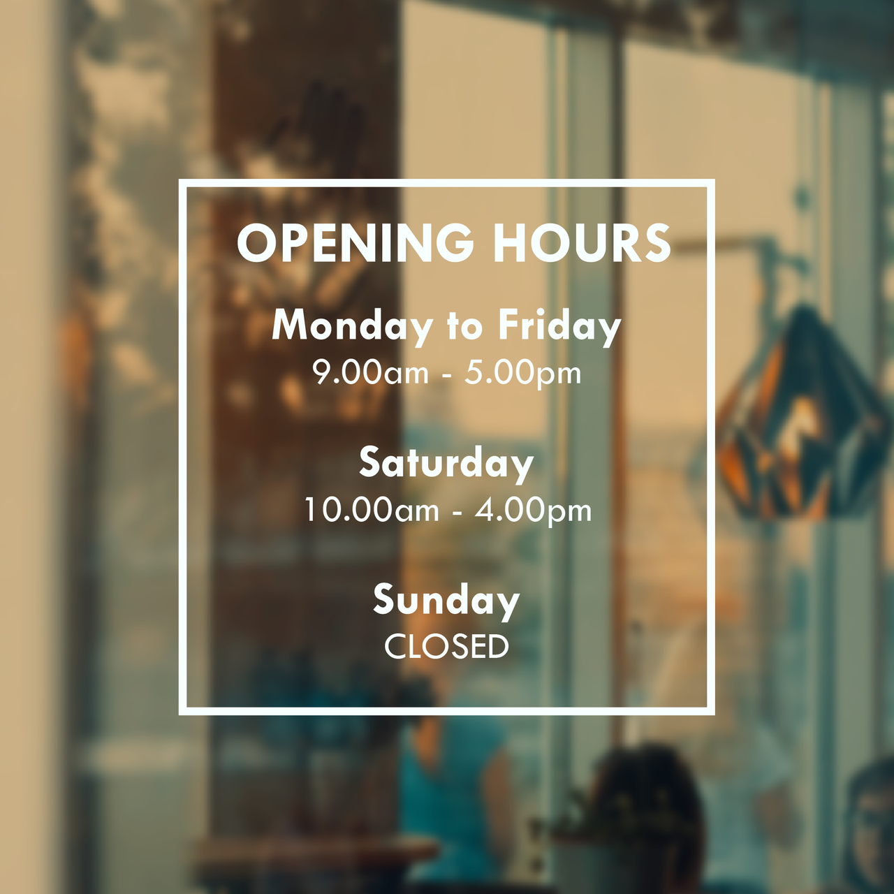 OPENING HOURS | Business Shop Decal (Type 1)