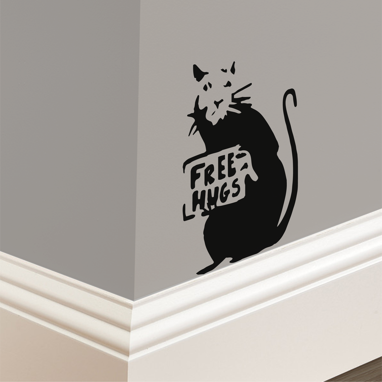 Banksy Free Hugs Rat Skirting Board Decal