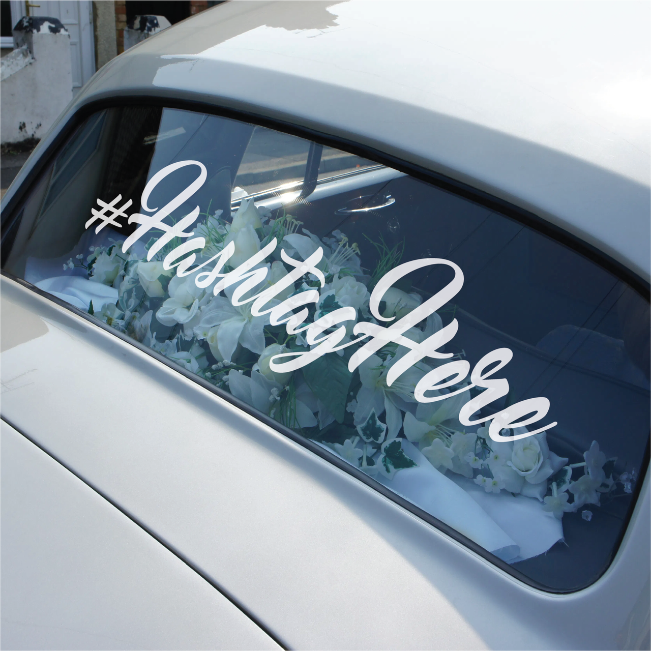 Personalised Hashtag Wedding Car Decal