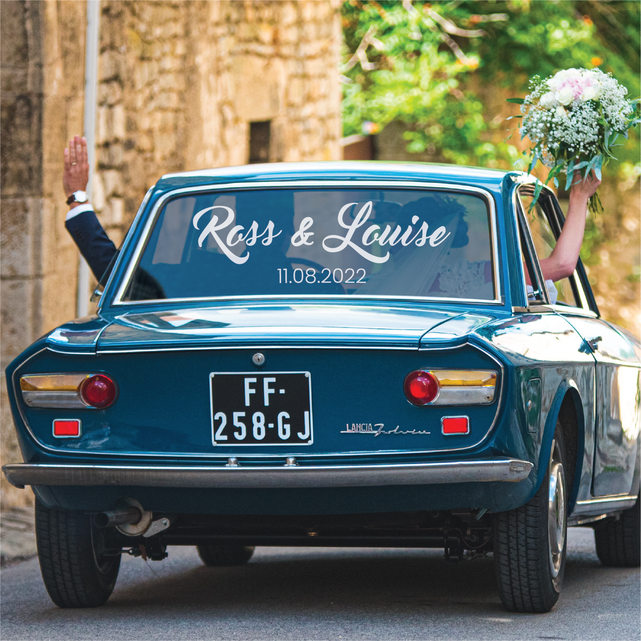 Personalised Name and Date Wedding Car Decal