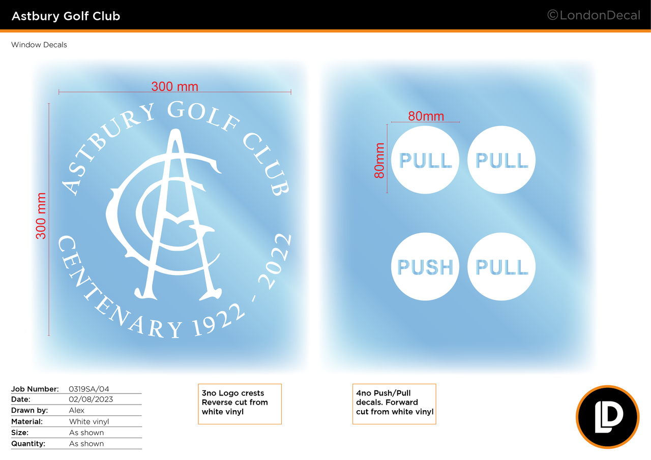 Custom Order (Ref: 0319-04 - Astbury Golf Club)