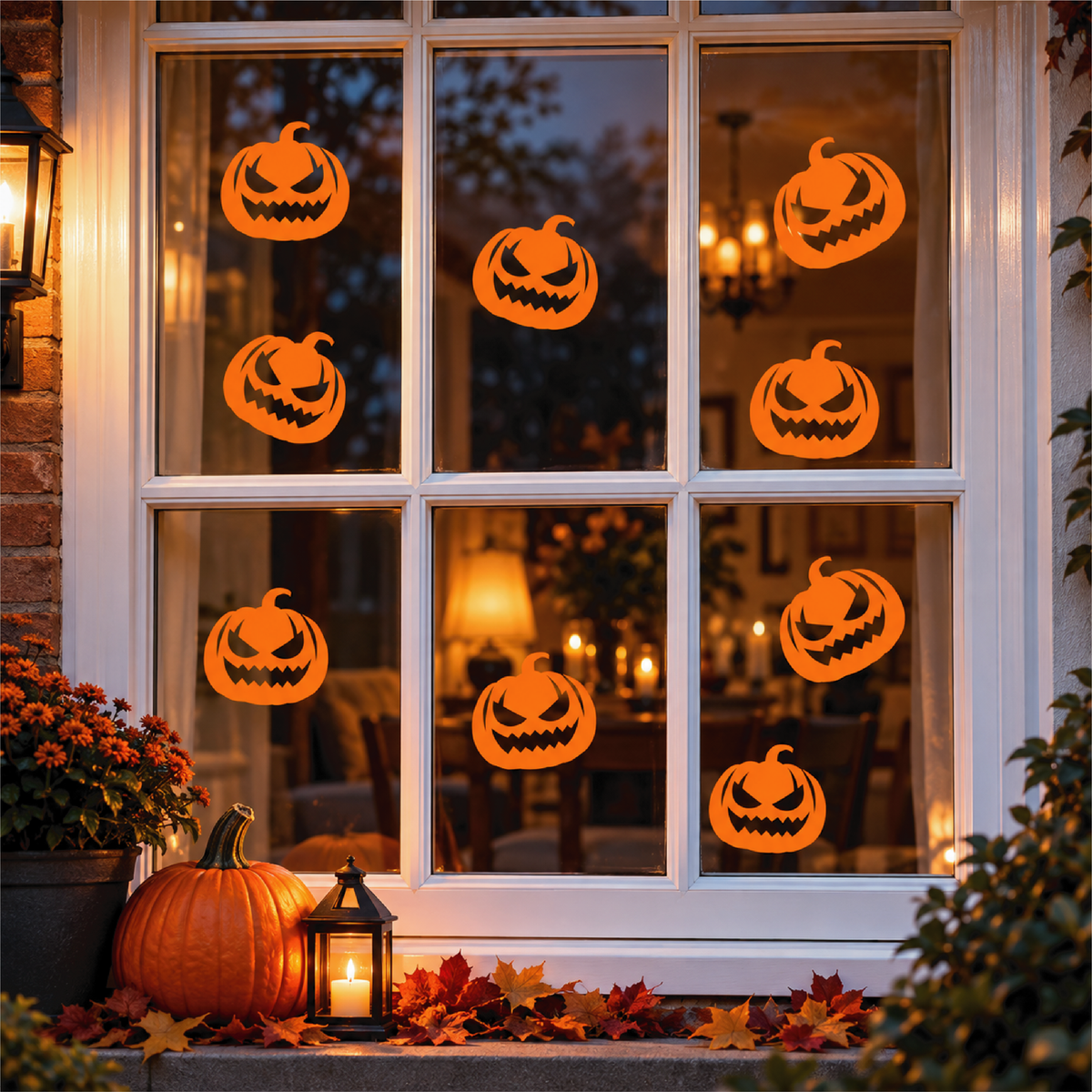 Orange Pumpkin Face Decals • Pack of 6