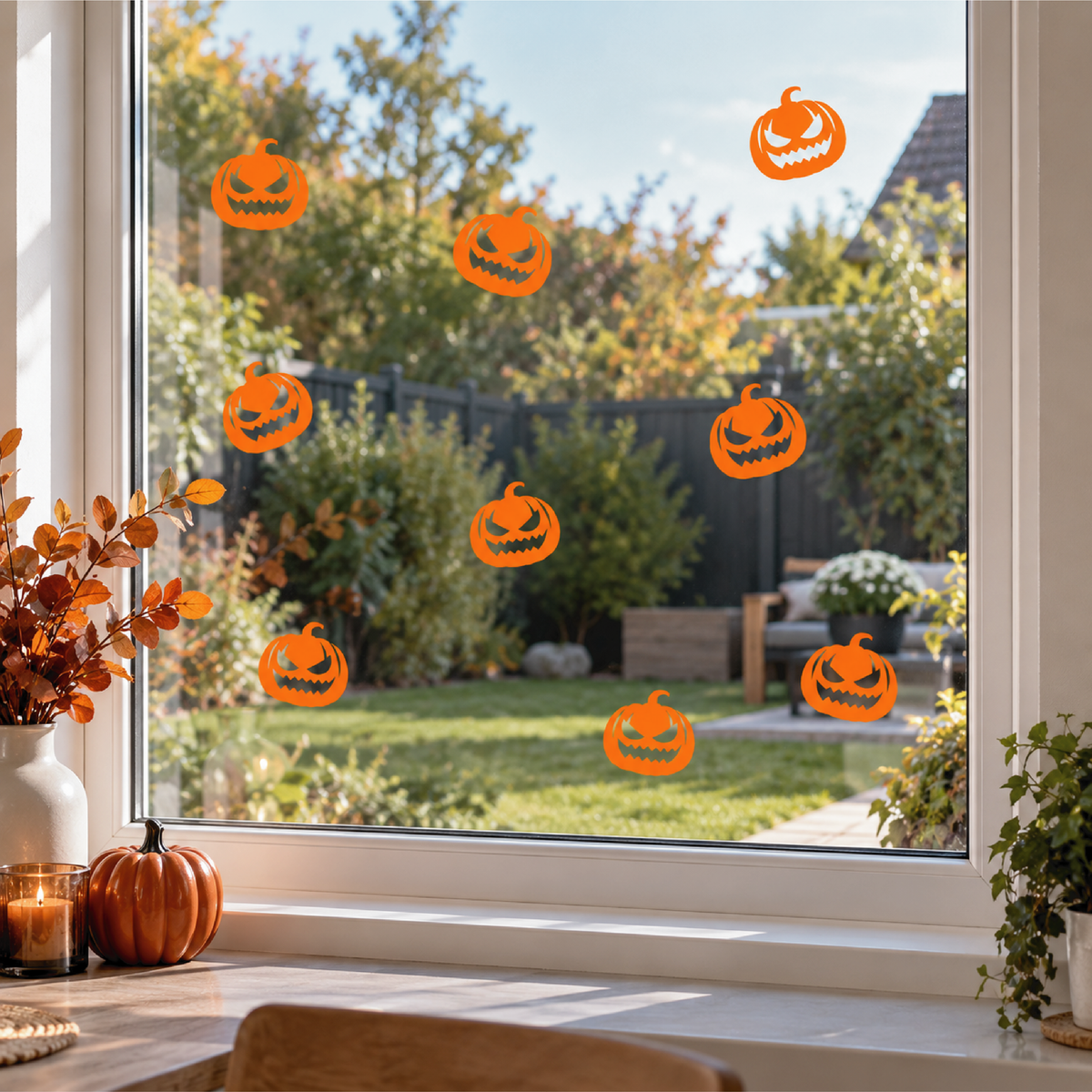 Orange Pumpkin Face Decals • Pack of 6