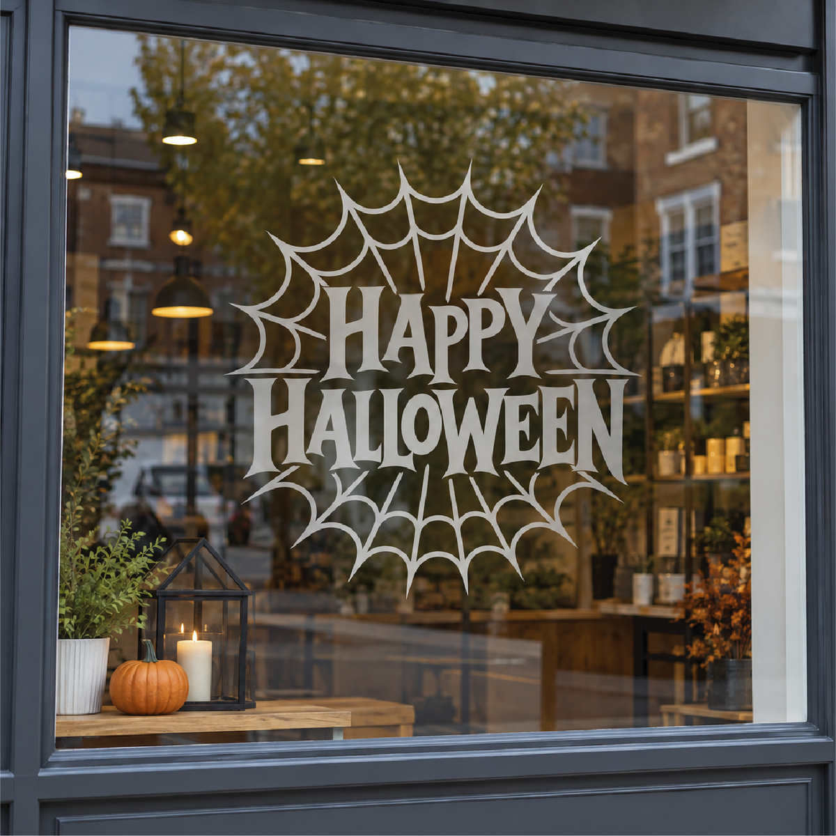 Happy Halloween Spider Web Vinyl Decal