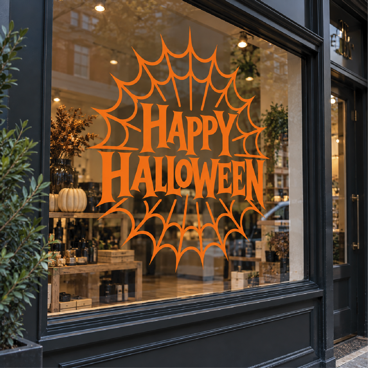 Happy Halloween Spider Web Vinyl Decal