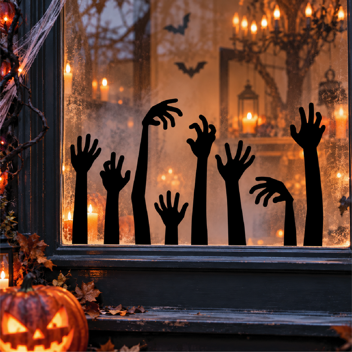 Creepy Reaching Hands Halloween Window Decal • Spooky Silhouette Vinyl Sticker
