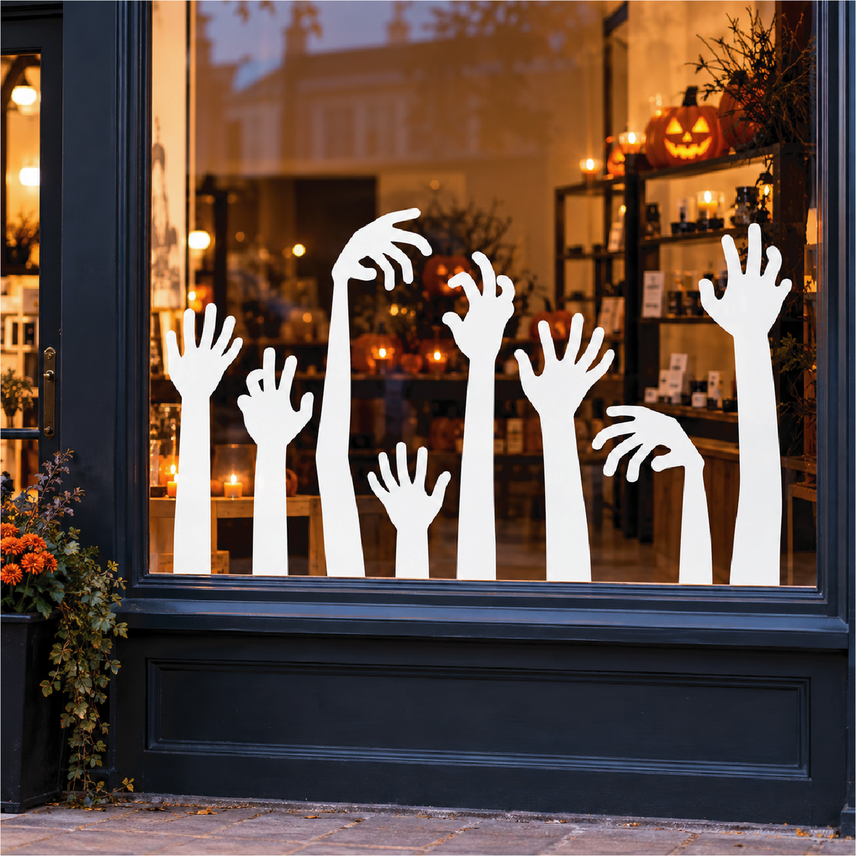 Creepy Reaching Hands Halloween Window Decal • Spooky Silhouette Vinyl Sticker