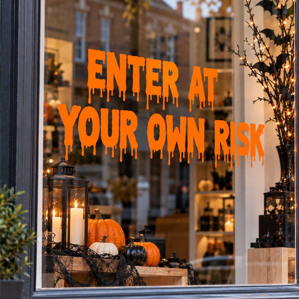 Enter At Your Own Risk - Vinyl Halloween Shop Decal