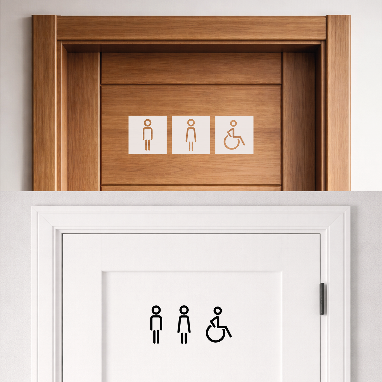 Male Female Accessible WC Door Sign Vinyl • Pack of 3 • 6 Styles Available