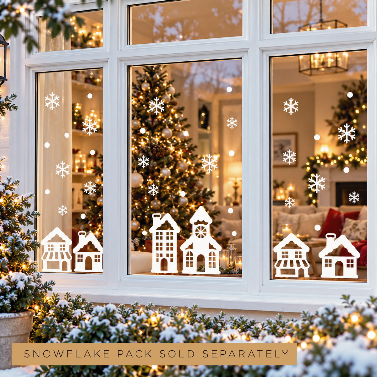 Snowy Village Reusable Window Clings • Pack of 8