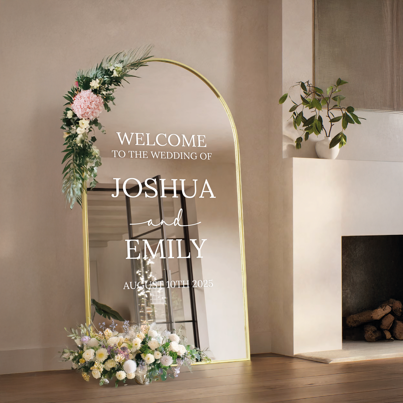 Personalised Welcome to Our Wedding Decal for Mirror