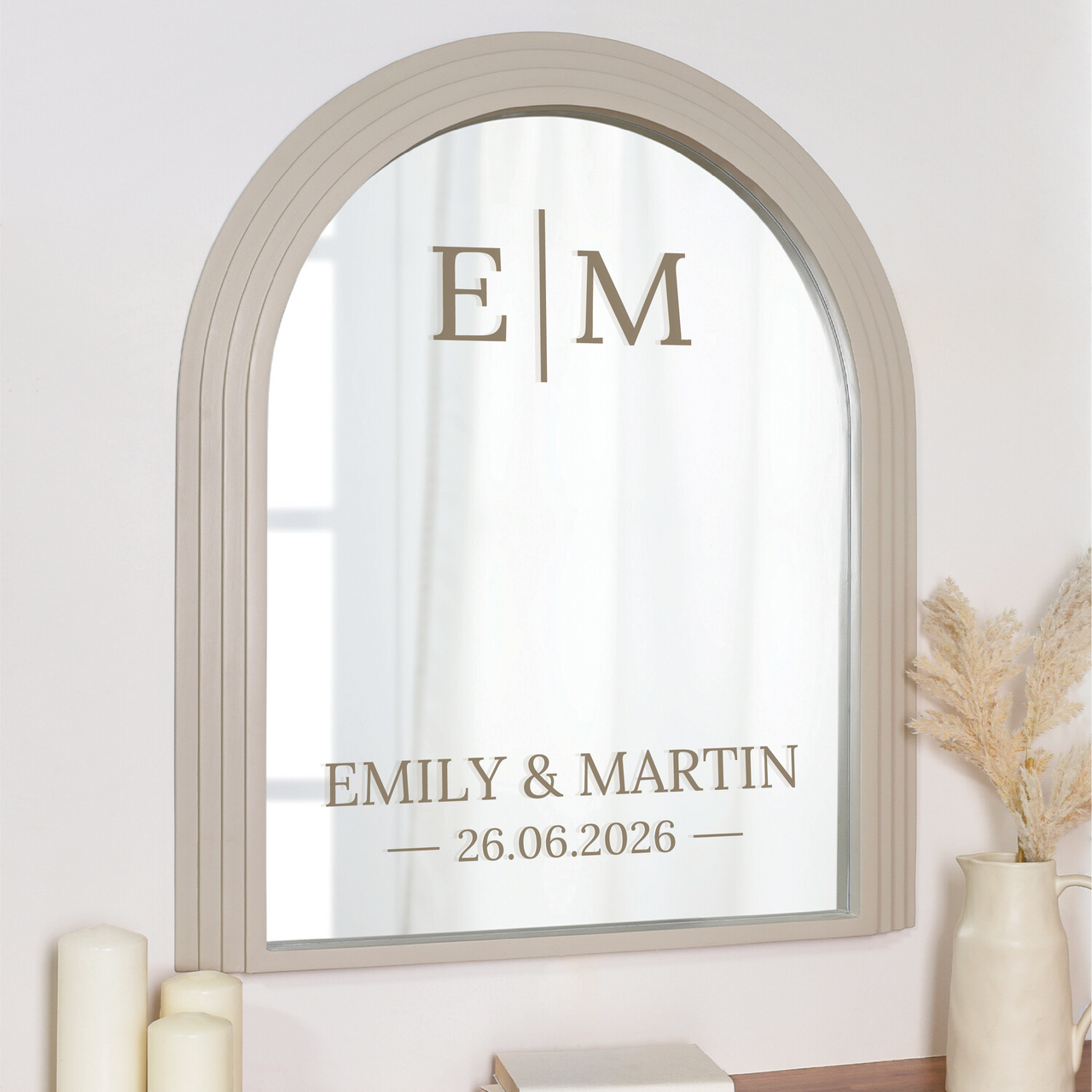 Wedding Mirror Decal with Initials | Personalised Vinyl Sticker
