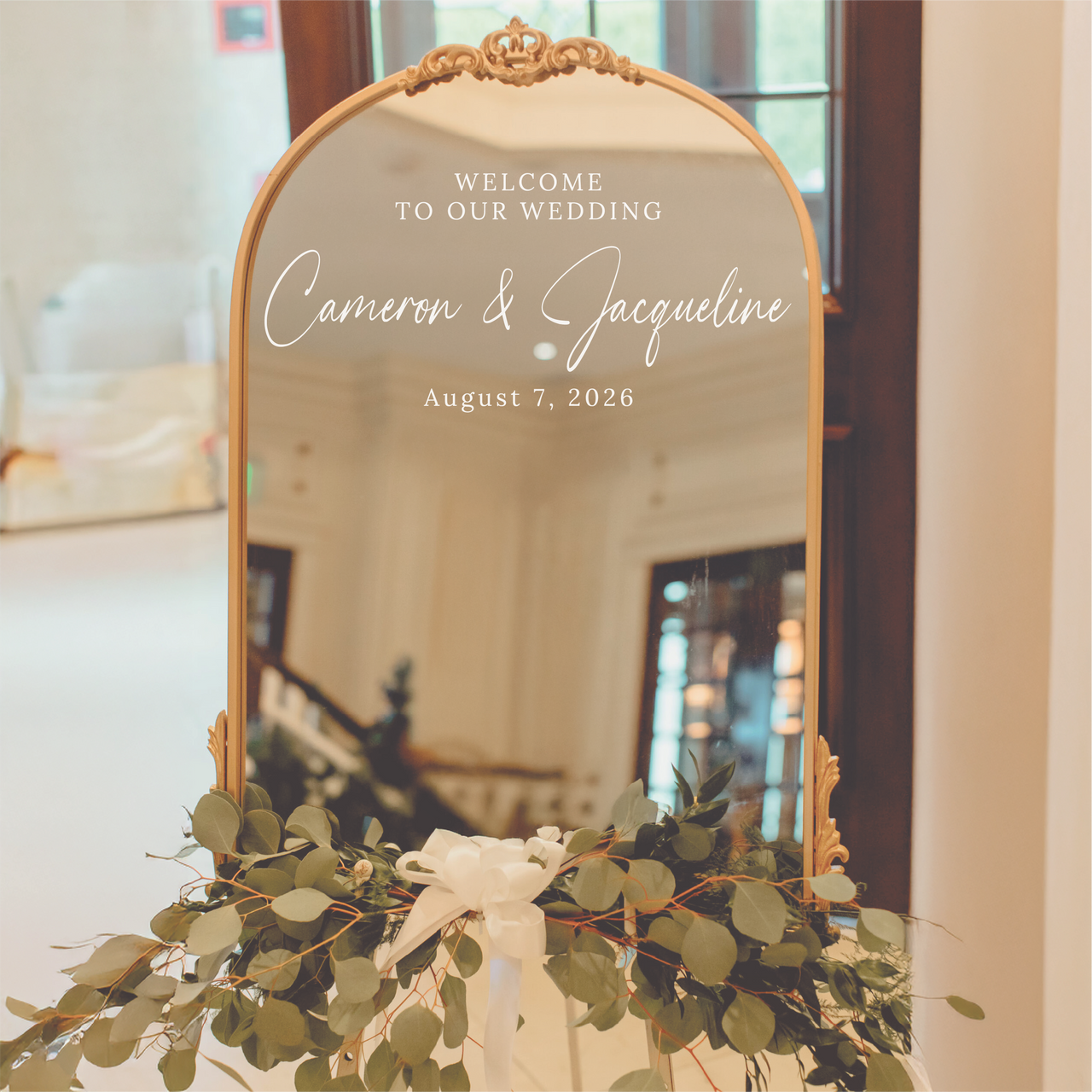 Welcome to Our Wedding Mirror Decal | Couples Names and Date Reception Décor