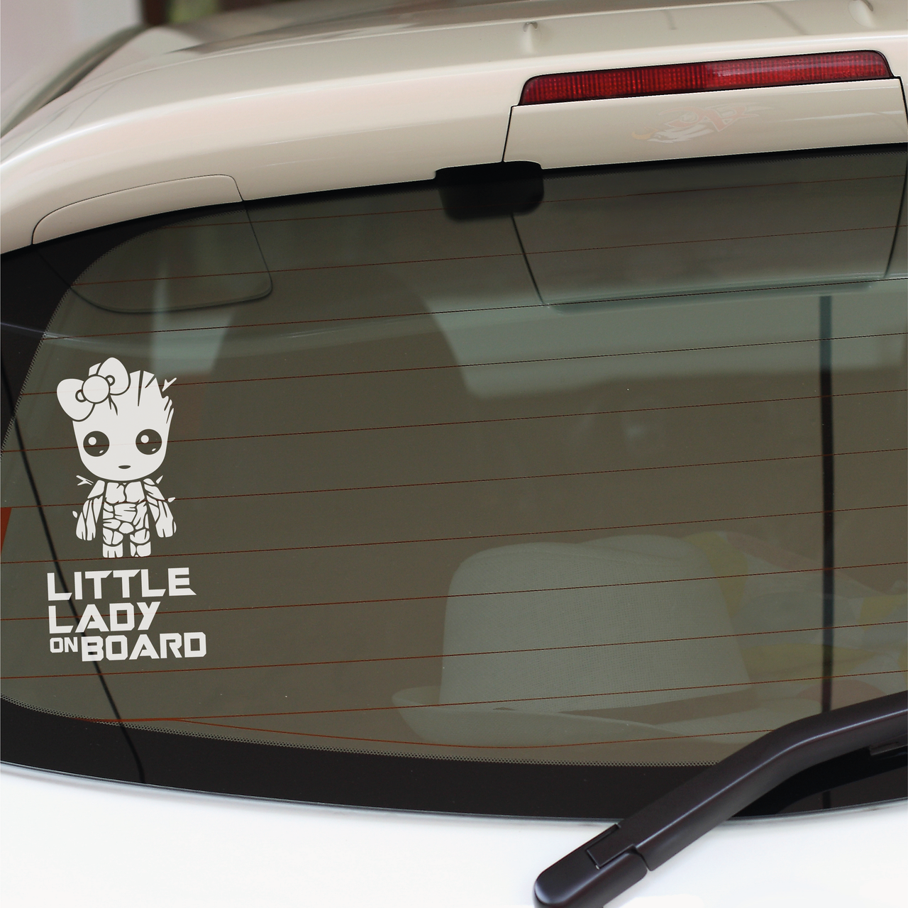 Little Lady On Board - Baby Groot Car Decal - Type 2