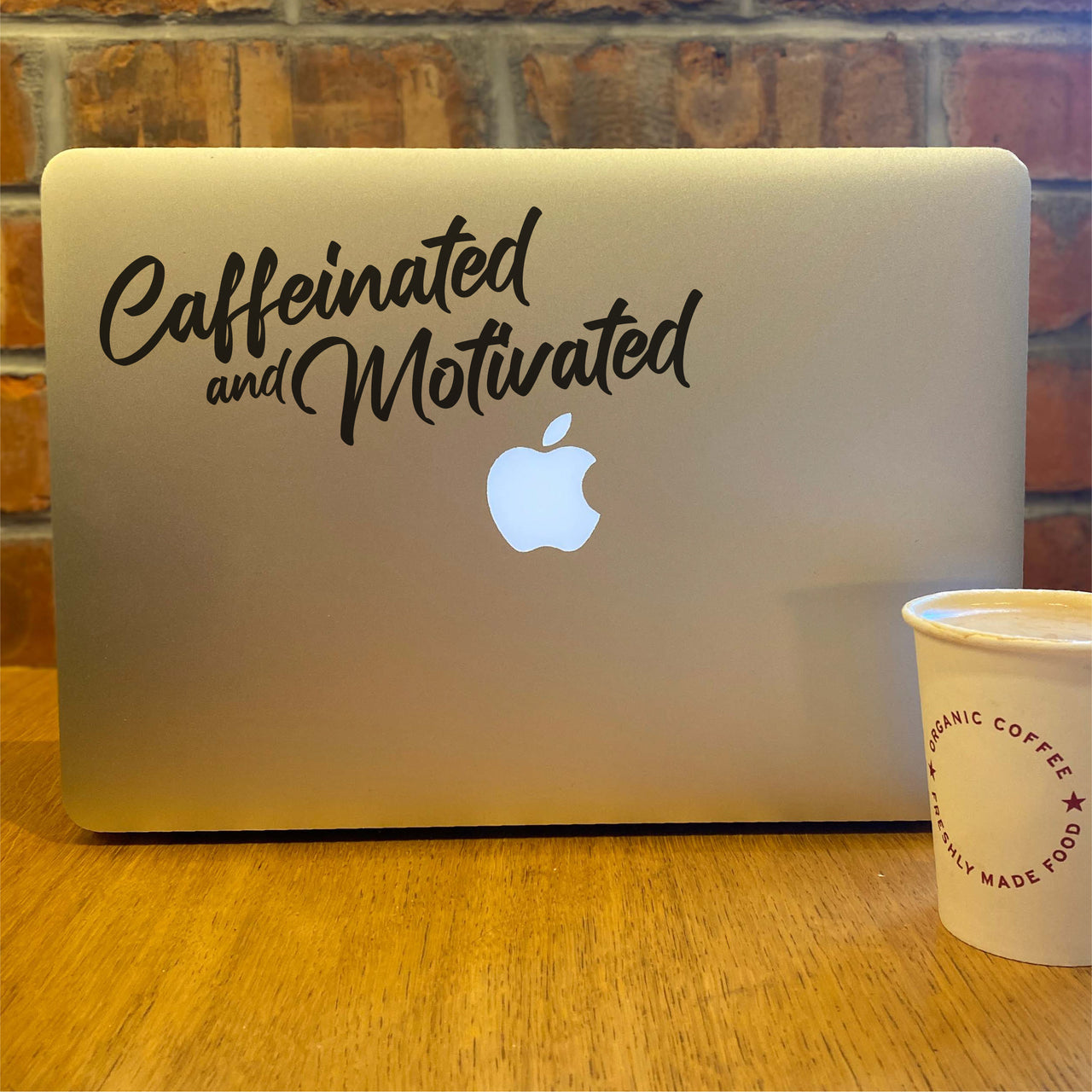 Caffeinated & Motivated Macbook Decal