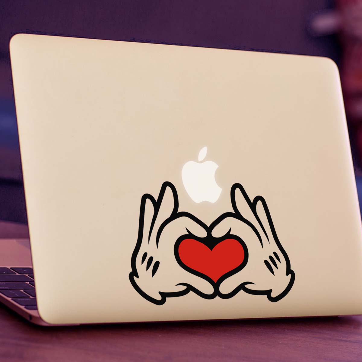 Mickey Heart Hands Macbook Decal