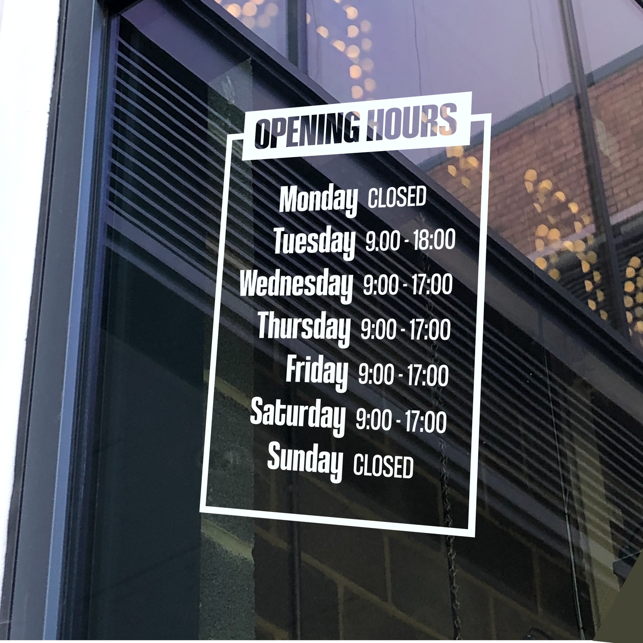 OPENING HOURS | Business Shop Decal (Type 2)
