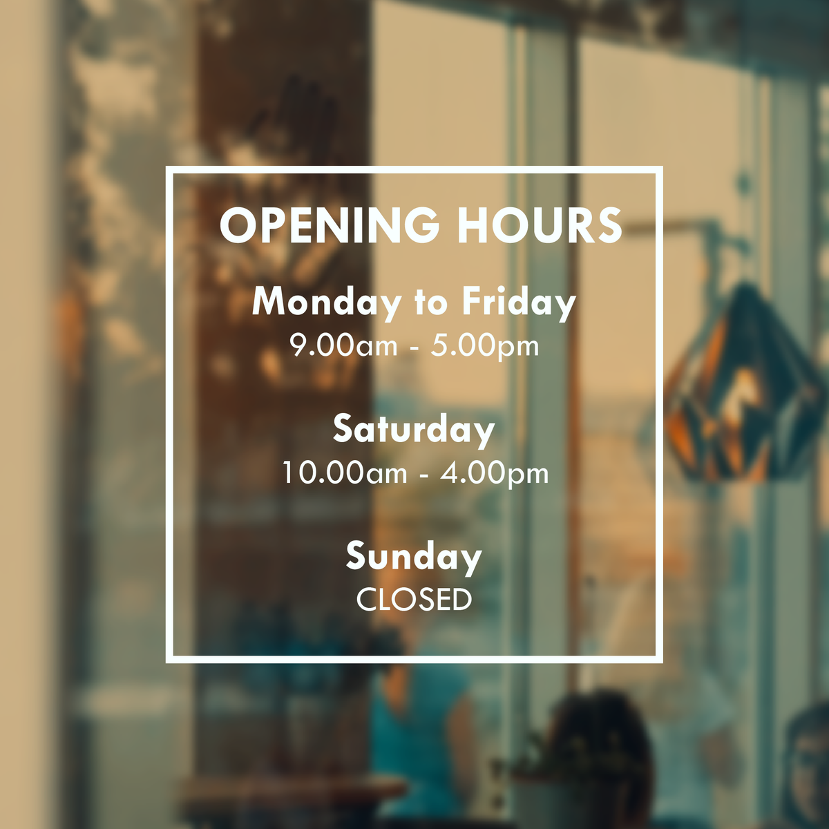 Shop Operating Hours OPENING HOURS | Business Shop Decal (Type 1)