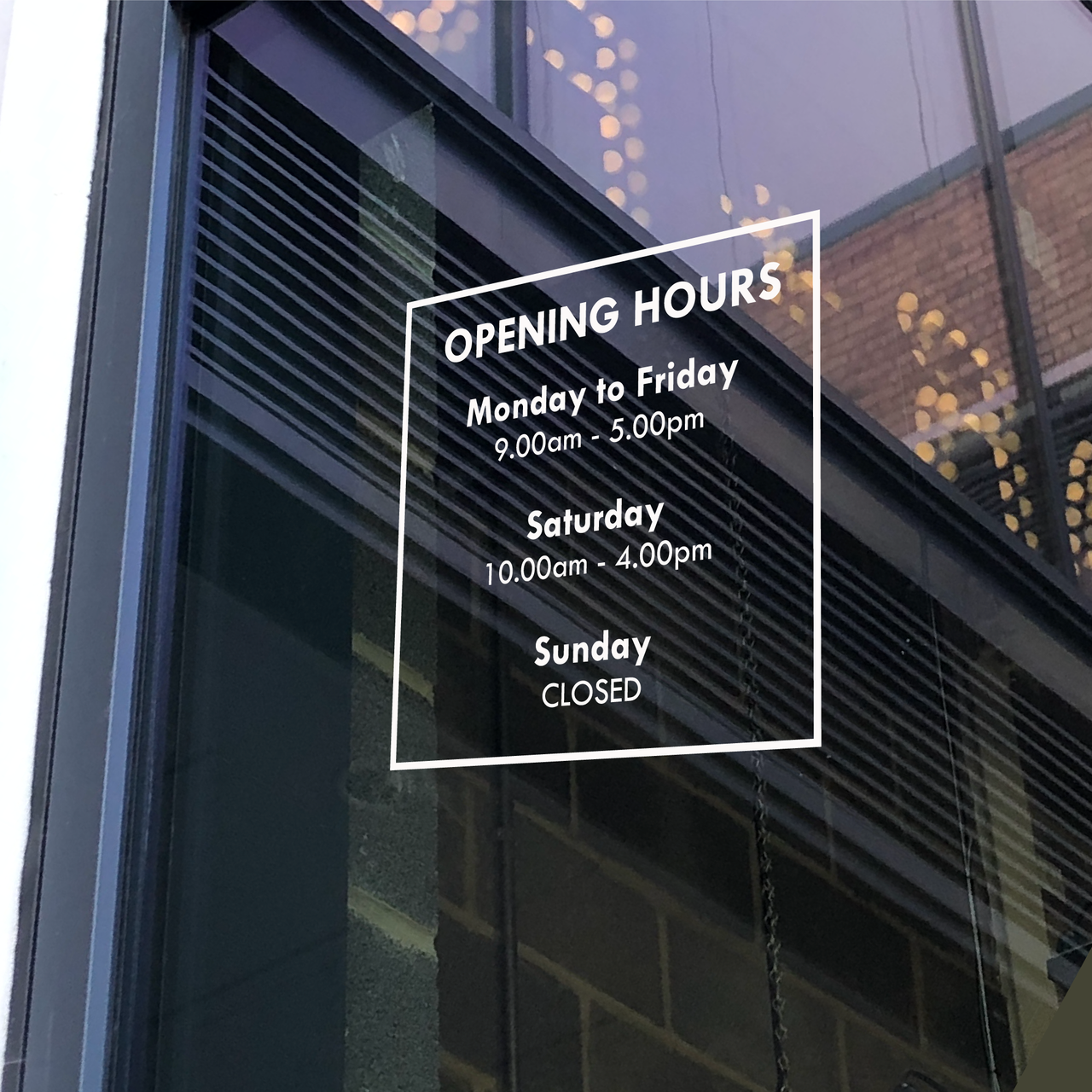 OPENING HOURS | Business Shop Decal (Type 1)