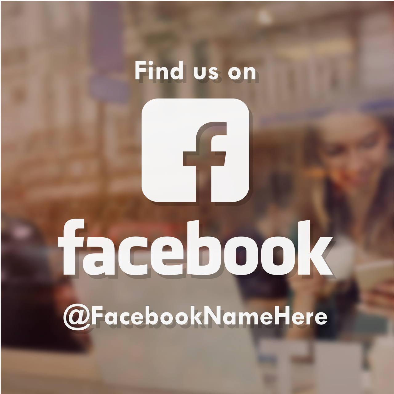 FIND US ON FACEBOOK - Social Media Window Decal (Type 3)