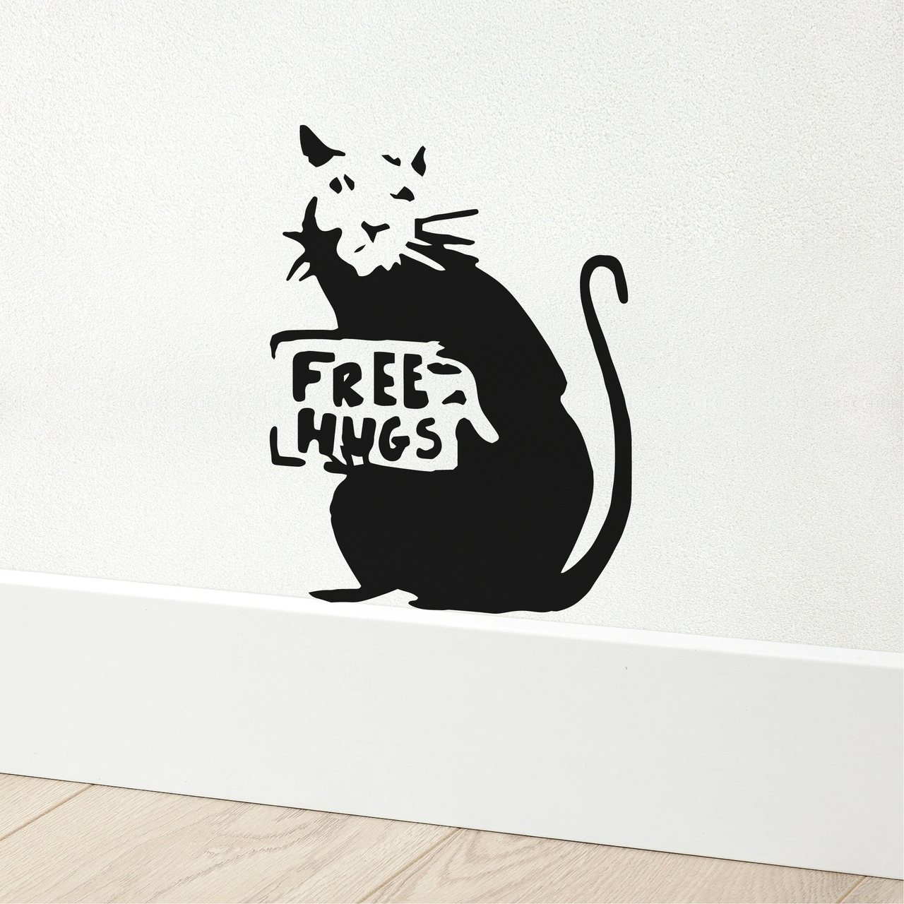 Banksy Free Hugs Rat Skirting Board Decal